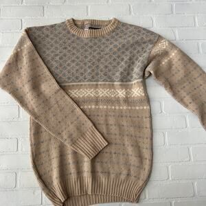 Jersild Sportswear Men's Tan White Grey Knit USA Vintage Sweater -sz XL T